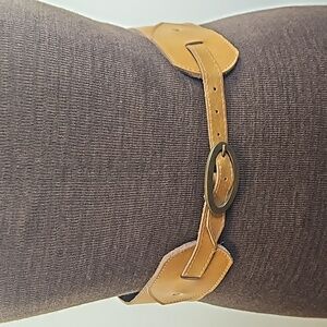 Leather belt cinch belt tan brown Size L